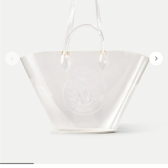 Veronica Beard Large Crest Market Tote Transparent with Embossed Logo - Picture 9 of 12
